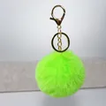 8cm lime green faux fur pom-pom keychain with gold-tone lobster clasp variant - Light Green / 8cm + Elastic Band Version (key Ring Not Included)