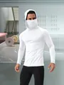 Men's white quick-dry sun protection hoodie with integrated face mask for fishing - XS / White