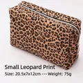 Large leopard print makeup bag with zipper closure, 20.5x7x12cm portable storage pouch - Soft Denim Small Leopard Pattern / 20.5*7*12cm