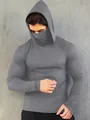 Grey men's quick-dry hooded fishing shirt with integrated face mask for sun protection - XS / Gray