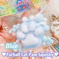 Kawaii light blue and white furry cat paw squishy toy in cute cartoon gift packaging - Ultra Soft Thickened High Quality / Flocked Large Cat Paw Blue