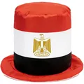 Fan top hat featuring the Egyptian national flag colors and detailed golden eagle emblem - Egyptian Hat / One Size Fits All (56-60)