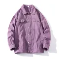 Oversized men's denim jacket in unique purple wash, versatile casual outer layer - Purple