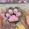 Handheld pink and black cat paw squishy toy with decorative stars and pearls for stress relief - Ultra Soft Thickened High Quality / New Smooth Black Pink Cat Paw
