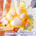 Cute yellow cat paw squishy stress relief toy with colorful pom-poms in mini bag - Ultra Soft Thickened High Quality / Flocked Large Cat Paw Orange Yellow