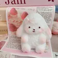 Kawaii white rabbit squishy toy with a pink bow and slow rebound for stress relief - Ultra Soft Thickened High Quality / Butter Soft Lop Rabbit Style