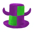 Purple and green checkered plush top hat with horns for football fans 2026 event - Purple Horns / One Size Fits All (56-60)