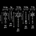 Crystal Christmas snowflake and icicle ornament set with weight and size specs. - Luxury Ice and Snow Ornament Complete Collection