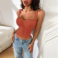 Sexy slim fit orange camisole top with delicate lace trim and bow detail for women - Orange