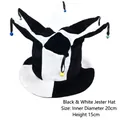 Classic black and white checkered jester hat with bells for costume party and fans - Black And White Clown Hat / One Size Fits All (56-60)