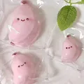 Cute pink cartoon character squishy toy in mini clear bags for stress relief toys - Ultra Soft Thickened High Quality / Milk Pink Chubby Banana Style