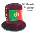 Plush Portugal flag carnival fan hat with embroidery, tall top hat style. - Style A Carnival Hat / One Size Fits All (56-60)