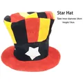 Premium German colors soccer fan top hat with white star detail for sports events - Pentagram Hat / One Size Fits All (56-60)