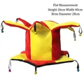Red and yellow jester hat for carnival costumes with colorful small bells details - New Red And Yellow Carnival Hat / One Size Fits All (56-60)