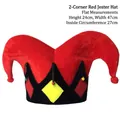 Red and black jester hat for carnival parties with bells and diamond patterns - 2-cent Red Carnival Hat / One Size Fits All (56-60)