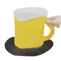 Novelty yellow plush beer mug party hat with white foam detail for festivals and fans - Black Basin Beer Mug / One Size Fits All (56-60)