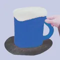 Novelty beer mug shaped fan hat in blue and white felt for festivals - Blue-black Beer Mug / One Size Fits All (56-60)