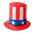 Patriotic Uncle Sam style top hat with American flag stars and stripes for party - United States / One Size Fits All (56-60)