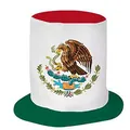 Tall Mexican flag themed fan hat with national coat of arms for sports events and festivals - Mexico / One Size Fits All (56-60)