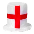 Tall white cotton fisherman hat with red St George's cross flag print for football fans - England Style / One Size Fits All (56-60)