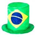 Brazilian flag themed green top hat accessory for soccer fans and celebrations - Brazil / One Size Fits All (56-60)