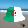 Stylish Algeria flag printed cotton bucket hat for beach and outdoor activities. - 100% Cotton Double-sided Fisherman's Hat White Base Algeria / One Size Fits All (56-60)