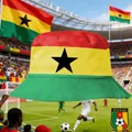 Ghanan national flag printed bucket hat for football fans made of durable cotton twill - Cotton Double-sided Fisherman's Hat White Base Ghana Style / One Size Fits All (56-60)