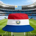 Premium Paraguay national flag printed bucket hat for 2026 football tournament fans - 100% Cotton Double-sided Fisherman's Hat White Base Paraguayan Style / One Size Fits All (56-60)