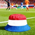 Netherlands flag bucket hat for soccer fans in vibrant red, white, and blue colors - 100% Cotton Double-sided Fisherman's Hat White Base Dutch Style / One Size Fits All (56-60)