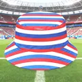 Red white and blue striped bucket hat for football fans against a stadium background - 100% Cotton Double-sided Fisherman's Hat White Background Russian Style / One Size Fits All (56-60)