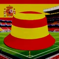Spain national flag striped cotton bucket hat for football fans cheering at stadium - 100% Cotton Double-sided Fisherman's Hat White Base Spanish Style / One Size Fits All (56-60)