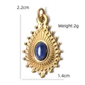 Vintage-Edelstahlanhänger mit Sonnenstrahl und blauem Stein für DIY-Halsketten - Vintage Sonnenmotiv Blauer Edelstein-Look (BXGPJ187)