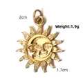 Vintage gold-plated stainless steel sun and moon face pendant for DIY jewelry, 2cm x 1.7cm - Sun and Moon Face Shape (BXGPJ184)