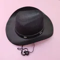 Cute miniature black pet cowboy hat with star studs and chin strap for cats and dogs - Large / Black