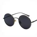Classic retro round metal frame sunglasses with dark lenses for men and women - Gunmetal Frame Grey Lens C1