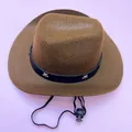 Brown mini pet cowboy hat featuring star decorated band for cats and dogs party - Large / Brown