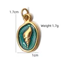 Stainless steel oval enamel shell pendant in gold and green finish, DIY jewelry part. - Dark Green Conch Oval Pendant (BXGPJ179)