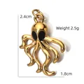 Gold-plated stainless steel octopus charm pendant featuring black oil drip details - Gold Octopus Shape (BXGPJ178)