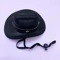 Miniature black pet cowboy hat with adjustable elastic chin strap and silver star - Small / Black