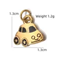 Golden stainless steel cartoon car pendant charm with black enamel windows and star wheels - Cartoon Car Shape (BXGPJ177)
