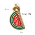 Watermelon slice charm pendant made of stainless steel with red and green enamel - Watermelon Slice Shape (BXGPJ176)