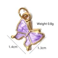 Small purple butterfly enamel pendant in stainless steel with 1.4x1.3cm dimensions - Purple Enamel Butterfly (BXGPJ174)