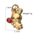 Golden stainless steel rabbit pendant with red heart oil-drop charm for DIY jewelry making - Rabbit with Balloon Shape (BXGPJ173)
