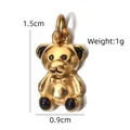 Polished stainless steel teddy bear charm pendant with black enamel accents for DIY jewelry - Teddy Bear Shape (BXGPJ172)
