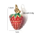 Red enamel strawberry pendant charm in stainless steel for DIY jewelry making, 3.8g - Realistic Strawberry Shape (BXGPJ170)