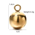 Golden stainless steel sphere pendant charm with measurement details - Bright Gold Ball Shape (BXGPJ167)