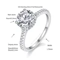 Detaillierte Ansicht des 925er Silber Moissanit Rings mit Größenangaben im Bild - Größe 4.5# / 1 ct