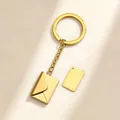 Elegant gold envelope keychain with a blank DIY metal tag for custom name engraving - Gold Color Smooth Envelope