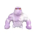 Vue détaillée de face d'un jouet anti-stress gorille musclé violet et blanc de soulagement - Gorille Violet