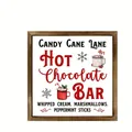 Square wooden frame wall art featuring a festive Hot Chocolate Bar design, 20x20cm. - Hot Chocolate Bar (19) / 20*20*0.6CM